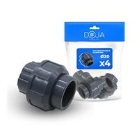 DOJA Barcelona Manguito Desmontable PVC - Pack 4 - Ø20mm Hembra - Fácil Instalación - Racor y Manguito PVC para de Agua y Riego, Versatilidad en Aplicaciones y Función Eficaz, Conector Union