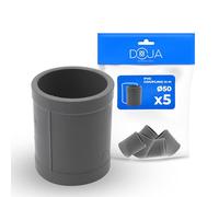 DOJA Barcelona Manguito PVC U - Pack 5 - Ø 50mm - Hembra-Hembra, Fácil Instalación, Estanca Resistente - Manguito Igual Deslizante, Union mediante Cola, Conector para Tubos de Agua