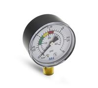 DOJA Barcelona | Manómetro Depuradora 1/4" | Ø50mm | Conector Vertical 0+3BAR/PSI | Manómetro Filtro y Bomba Piscina