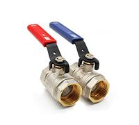 DOJA Barcelona | Palanca Valvula Bola | 2 Piezas | Azul y Rojo | 1" | H - H | Palanca Llave Paso Fontaneria de Acero al Carbonio | Valvula para Bombas de Agua, Tanques, Grifo Exterior, Conexiones Agua