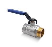 DOJA Barcelona | Palanca Valvula Bola | Azul | 3/4" | M - H | Palanca Llave Paso Fontaneria de Acero al Carbonio | Valvula de Palanca para Bombas de Agua, Tanques, Grifo Exterior, Conexiones de Agua