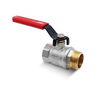 DOJA Barcelona | Palanca Valvula Bola | Rojo | 3/4" | M - H | Palanca Llave Paso Fontaneria de Acero al Carbonio | Valvula de Palanca para Bombas de Agua, Tanques, Grifo Exterior, Conexiones de Agua