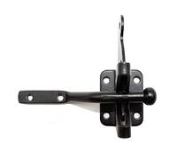 DOJA Barcelona | Pestillo Puerta Madera | Cerradura Puerta | 48x38x58 mm | Zinc Galvanizado Negro | Cerrojo Puerta Automatico Vallas para Jardin, Puertas de Madera Interior, Cerradura Puerta Exterior