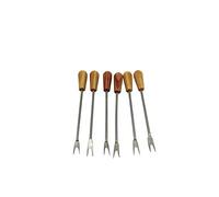 DOJA Barcelona | Pinchos para Caracoles | PACK 6 | Palillos Metalicos Reutilizables con Base de Madera | Mini Tenedores, utensilios para aperitivo, cocteleria, decoracion, entre otros usos...