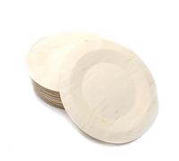 DOJA Barcelona | Platos de Madera Desechables | Pack 25 Unidades | Reciclables | 180 mm | Ecologicos para Fiesta de Cumpleaños, Camping, Aperitivos