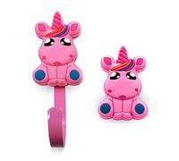 DOJA Barcelona | Pomos y Tiradores Infantiles + Perchero Infantil | 8 Tiradores Cajones Infantiles Unicornio y 8 Ganchos para Colgar Unicornio | Goma y Zinc-Aluminium | para Decoracion Habitacion...