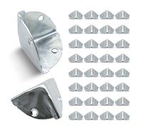 DOJA Barcelona Protector de bordes de metal, paquete de 32, 36 x 36 x 36 mm, cinc galvanizado, para esquinas de bebé, muebles, herrajes de mesa, caja