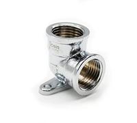 DOJA Barcelona | Racor Codo Mural H Latón Cromado | Hembra | Pack 4 | Conector para Instalaciones de Riego, Tuberías de Radiadores, Goteo y Aire Comprimido