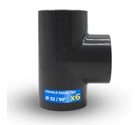 DOJA Barcelona Racor PVC U 90° - Pack 6 - Ø32mm - Fácil Instalación - Conector T PVC, Resistente y Uso Versátil en Riego y Desagüe - Connector Unión Estanca sin Fugas y Máxima Eficiencia
