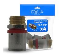 DOJA Barcelona Racor Recto Macho Multicapa - 16mm x 1/2" - Pack 4 - Fácil Instalación, Conexión Tubo Multicapa, Robusto, Racor para Piezas Macho Multicapa, Buen Ajuste, Accesorios