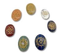 DOJA Barcelona | Set Piedras ChaKras Mandala | Runas Piedras | Piedras Energeticas de los 7 Chakras: Jaspe Rojo, Carneola, Calcita Amarilla, Cuarzo Verde, Lapislázuli, Cristal de Roca y Amatista