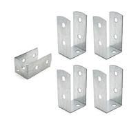 DOJA Barcelona | Soporte en U | Pack 4 | Soporte Poste Madera en U | 51x45x100mm | Espesor 2mm | Zinc Galvanizado | Base Poste Madera para Anclaje Pared, Pergolas de Madera, Postes para Vallas...