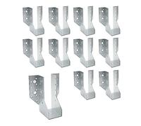 DOJA Barcelona | Soporte Viga | Pack 10 | Zapatos de Viga Tipo A | 48x166x75mm | en Zinc | Zapatos de Viga con Alas | para Soporte Poste Madera, Vigas de Madera para Pergolas, Viga Madera Exterior