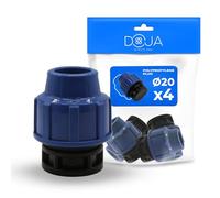 DOJA Barcelona Tapón PP Rosca Conector de Tubería de Polietileno - Pack 4-20Ø - Tapon de Polipropileno Tuberia para Cierre Estanco, Fácil de Instalar, Resistente Alta Presión con Ajuste Ideal