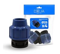 DOJA Barcelona Tapón PP Rosca Conector de Tubería de Polietileno - Pack 4-25Ø - Tapon de Polipropileno Tuberia para Cierre Estanco, Fácil de Instalar, Resistente Alta Presión con Ajuste Ideal