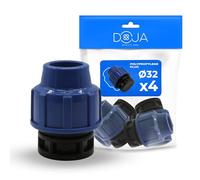 DOJA Barcelona Tapón PP Rosca Conector de Tubería de Polietileno - Pack 4-32Ø - Tapon de Polipropileno Tuberia para Cierre Estanco, Fácil de Instalar, Resistente Alta Presión con Ajuste Ideal