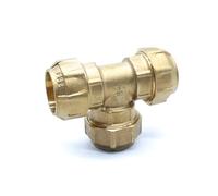DOJA Barcelona | Te Igual Laton 25mm | Conector Tuberia de Polietileno de 25mm | Pack 2 | Te igual para Tubo Polietileno Para Manguera Jardin, Deposito Agua, Llave De Paso Agua Riego, Potable...