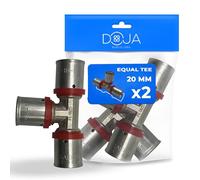 DOJA Barcelona Te Multicapa - 20mm - Pack 2 - Fácil Instalación, Te Igual Tubo Multicapa, Robusto, Buen Ajuste para Derivación Agua Potable, Calefacción, Climatización, Racor T Sujecion