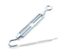 DOJA Barcelona Tensores de Alambre Gancho - ojo M10 Acero Galvanizado PACK 4 - Tensor Cable Ajustable para Cuerda de Tendedero o Toldos Resistente - Carga Max 300 Kg Regulador de Tensión Toldo Vela.