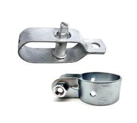 DOJA Barcelona | Tensores para Alambre y Abrazadera Poste | Pack 10 Tensor Galvanizado +10 Abrazadera Valla 60mm | Abrazadera en Acero Cincado con Tornillo | Alambradas para Fincas, Malla Metalica