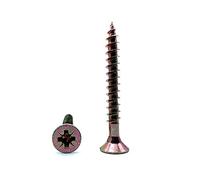 DOJA Barcelona | Tirafondos para Madera Con Punta Philips | 100 Tornillos para Madera 5 x 60mm + 1 Punta PZ2 | Cabeza Avellanada | Tornillo para aglomerado, Contrachapado, Muebles...