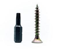 DOJA Barcelona | Tirafondos para Madera Con Puntas Torx | 100 Tornillos para Madera 5x60mm + 1 Punta Torx T20 | Punta Estrella | Acero Galvanizado | Set Tornillos + Punta | Tornillos para Madera