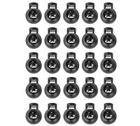 DOJA Barcelona | Tope Cordon Redondo | Negro | Pack 25 | 22mm | Cierre Cordones Plastico | Bloqueador de Cordones | Cierre Cordon Elastico Bolsos Deportivos, Chaquetas, Mochilas | Cierres Cordones