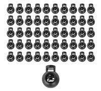 DOJA Barcelona | Tope Cordon Redondo | Negro | Pack 50 | 22mm | Cierre Cordones Plastico | Bloqueador de Cordones | Cierre Cordon Elastico Bolsos Deportivos, Chaquetas, Mochilas | Cierres Cordones
