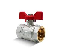 DOJA Barcelona | Valvula de Mariposa | Llave de Paso Agua 1/2 ” Rojo | PN-25 H -H | en Laton | Valvulas de Bola con Palanca Mariposa para Inodoro, Tubos de Laton Agua, Latiguillos de Fontanería