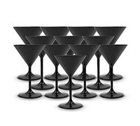 DOJA Barcelona | Vasos Plastico Martini | Negro | Pack 12 | Copas de Martini Plastico Duro Reutilizable | Vasos Policarbonato Color Negro | Vaso Martini Plastico, Cocktail Reutilizables