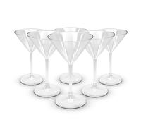 DOJA Barcelona | Vasos Plastico Martini | Transparente | Pack 6 | Copas de Martini Plastico Duro Reutilizable | Vasos Policarbonato Transparente | Vaso Martini Plastico, Cocktail Reutilizables