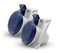 DOJA Industrial | BASE INDUSTRIAL EMPOTRAR HEMBRA 220V - IP44 | Pack 2 | 16A - 2P + T (3 Polos) | Base Empotrable Monofasica Pared | Enchufe Industrial de 3 Pines | Enchufe Caravana, Conector Camping