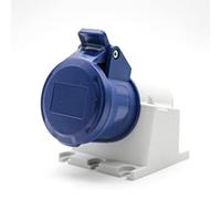 DOJA Industrial | Base Mural 220V IP44 32A 3 Polos Monofásico | 3 Pinos, Clavija Schuko Empotrable | Conector Cetac Hembra para Caravana