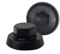 DOJA INDUSTRIAL | Tapones para Tornillos | Forma Hexagonal | Llave 10mm | PACK 100 | Tapa Tuerca de Nylon | Color Negro | Tapon Protector para Tuercas | Tapones plastico tornillos | Tapon Hexagonal
