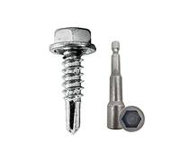 DOJA Industrial | Tornillos Autotaladrantes sin Arandela 4,8x19 + Vaso Taladro M8 | PACK 100 de Tornillos Autoperforantes Autorroscantes Hexagonales + 1 Llave de Vaso Torx | para Chapa Tejado, Placa