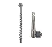 DOJA Industrial | Tornillos Autotaladrantes sin Arandela 6,3x100 + Vaso Taladro M10 | PACK 50 de Tornillos Autoperforantes Autorroscantes Hexagonales + 1 Llave de Vaso Torx | para Chapa Tejado, Placa