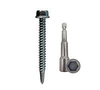 DOJA Industrial | Tornillos Autotaladrantes sin Arandela 6,3x50 + Vaso Taladro M10 | PACK 75 de Tornillos Autoperforantes Autorroscantes Hexagonales + 1 Llave de Vaso Torx | para Chapa Tejado, Placa