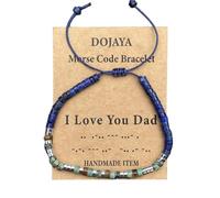 DOJAYA Pulsera ajustable con código morse "I Love You Dad", lapislázuli de 2 x 4 mm con cuentas étnicas bohemias de turquesa africana, regalo para papá, joyería personalizada para el día del padre, M