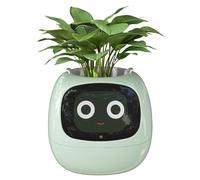 DOJOEUU Maceta Inteligente for Plantas de Interior, macetas Inteligentes, macetero con IA, 49 Expresiones ricas, visualización de Temperatura y Tiempo, Control de Aplicaciones(Color:Green)