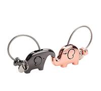 DOJoykey 1 par de llaveros con elefantes besándose para parejas, dulce regalo para el día de San Valentín, boda de Navidad, llavero de aleación de zinc, negro brillante y oro rosa