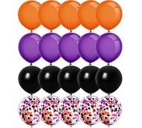 DOJoykey 20 globos de decoración de Halloween, 12 pulgadas, negro, naranja, morado, transparente con confeti interior