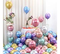 DOJoykey 20 globos metálicos multicolores, globo de látex multicolor de 12 pulgadas para decoración de cumpleaños, bodas, fiestas