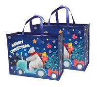DOJoykey Bolsas de Navidad extra grandes, paquete de 2 bolsas de regalo con asa de tela no tejida, bolsas de comestibles reutilizables, bolsas de compras para fiestas de Navidad, 20 x 16 x 7