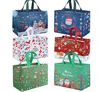 DOJoykey Bolsas de Navidad, paquete de 6 bolsas de regalo con mango reutilizables para fiestas de Navidad
