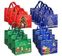DOJoykey Bolsas navideñas reutilizables, bolsas navideñas de tela no tejida con asa, bolsa de supermercado, bolsa de compras para decoración de regalos de cumpleaños de Navidad