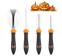DOJoykey Juego de talla de calabaza, 4 piezas de herramientas de talla de calabaza de acero inoxidable resistentes para decoración de fiesta de calabaza de Halloween