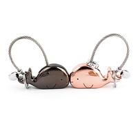 DOJoykey Llavero 1 par de Llaveros con Forma de Ballena con Boca magnética, para Amantes de la Novia, aleación de Zinc, Negro Brillante y Oro Rosa