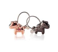 DOJoykey Llaveros de amante de forma de caballo, 1 par de aleación de zinc Llaveros con boca magnética, regalo de llavero de pareja para cumpleaños, boda, Navidad, color negro y oro rosa