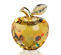 DOJOZ Pisapapeles de manzana de cristal, decoración artesanal, decoración de mesa, decoración del hogar (amarillo)
