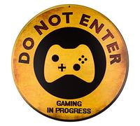 dojune - Cartel circular de metal con texto en inglés "Do Not Enter Gaming in Progress"
